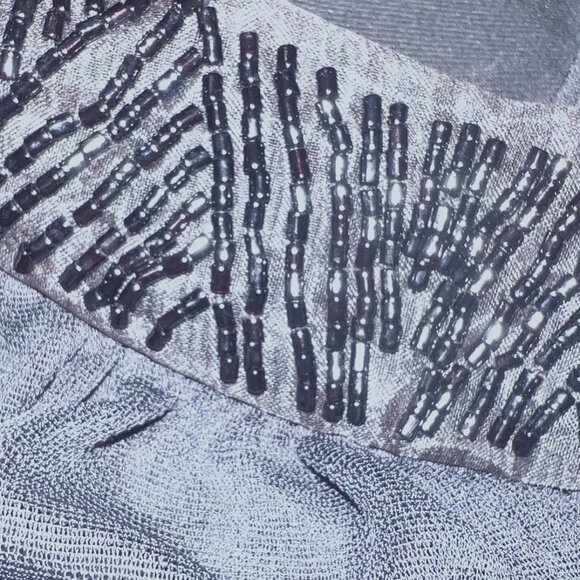 Nightway Collections Beaded Mesh Long Maxi Black Dress-Lined to top of Slit-Sz.1 - Picture 15 of 16